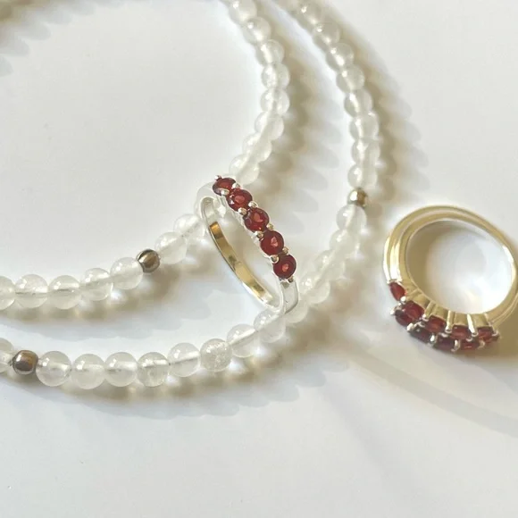 925 Sterling Silver Natural Garnet Band “Vibes” Sizes available US: 9 - Picture 4 of 17